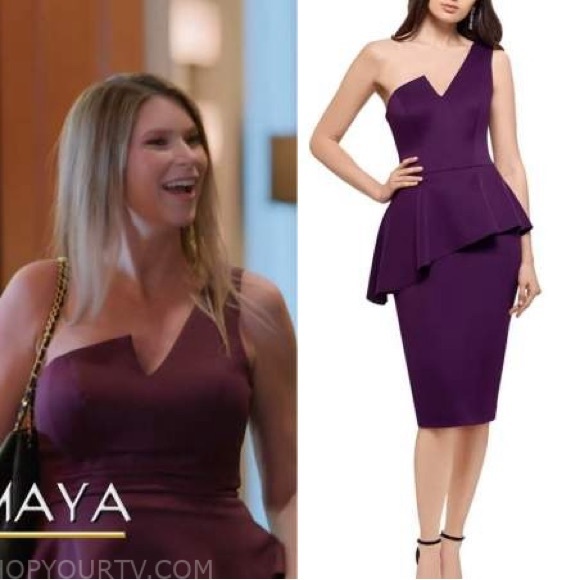 Betsy & Adam One-Shoulder Peplum Sheath Dress - Picture 2 of 7